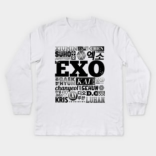 EXO FONT COLLAGE Kids Long Sleeve T-Shirt